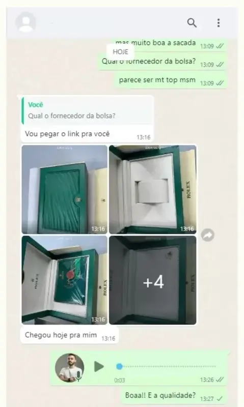 Cliente recebeu caixas Rolex do fornecedor