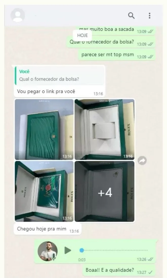 Cliente recebeu caixas Rolex do fornecedor