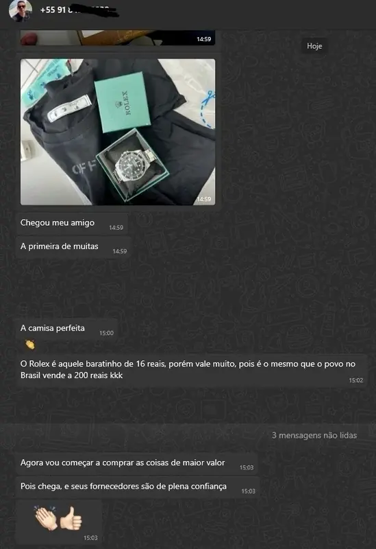 Cliente recebeu Rolex e camisa Off-White